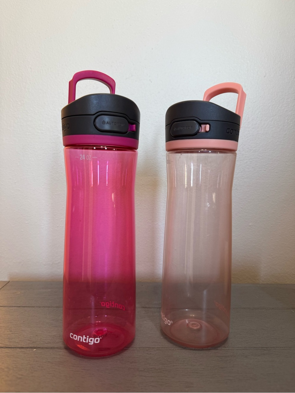 2 Contigo Jackson Water Bottles Autopop Leakproof 24 oz Tritan both Pink